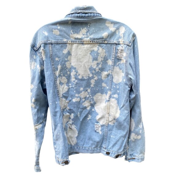 Carbon size Small S unisex denim jean jacket blue bleached distressed - Picture 5 of 11